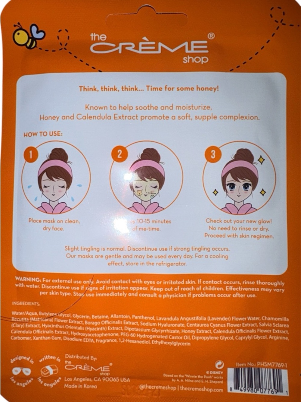 Bundle of 3 The Creme Shop Winnie The Pooh Relax, Honey masks - Picture 3 of 3